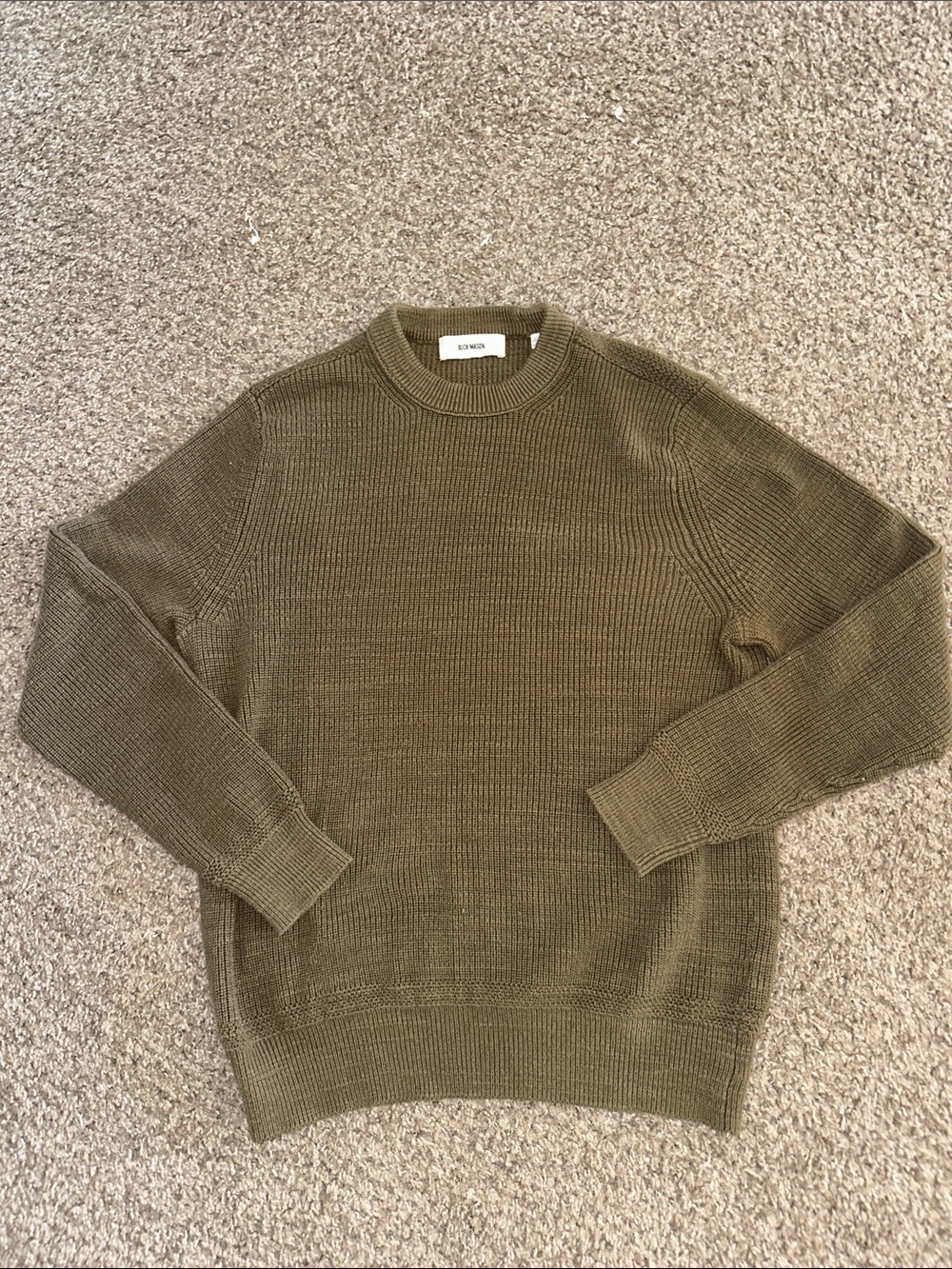 Buck Mason Olive Green Seafarer Cotton Sweater - M - 100% Cotton